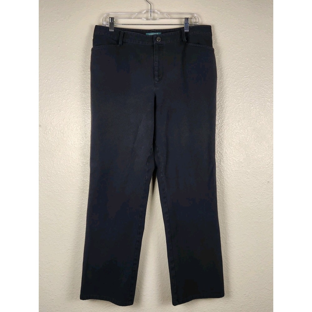 Lauren Ralph Lauren Womens Size 14 Black Straight Leg Bareback Pants Stretch 90s